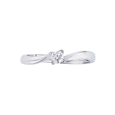 White gold 18k four claw solitaire diamond ring 0,15 ct