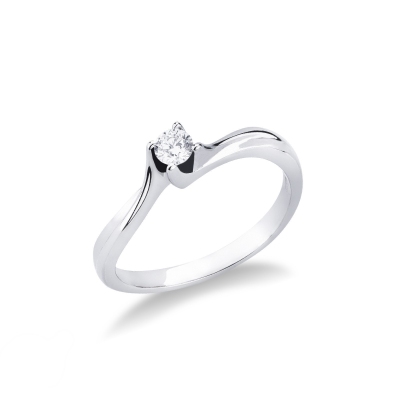 White gold 18k four claw solitaire diamond ring 0,15 ct