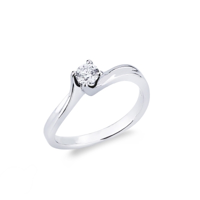 4 claw white gold 18k solitaire diamond ring 0,25ct