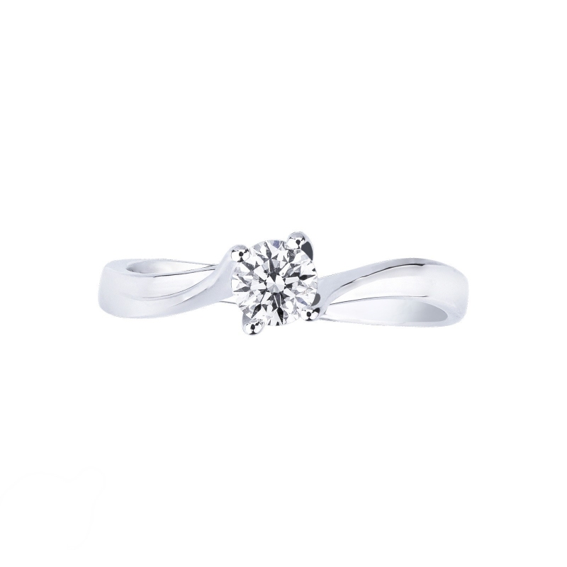 750 white gold 4 claw solitaire ring with a 0,30ct diamond