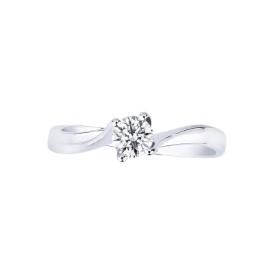 750 white gold 4 claw solitaire ring with a 0,30ct diamond
