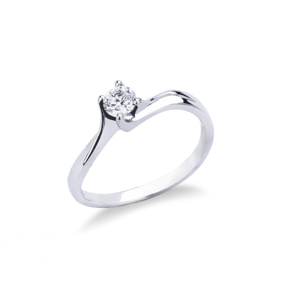 750 white gold 4 claw solitaire ring with a 0,30ct diamond