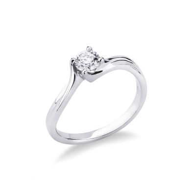 4 claw solitaire in white gold 18k diamond ring 0,40 ct