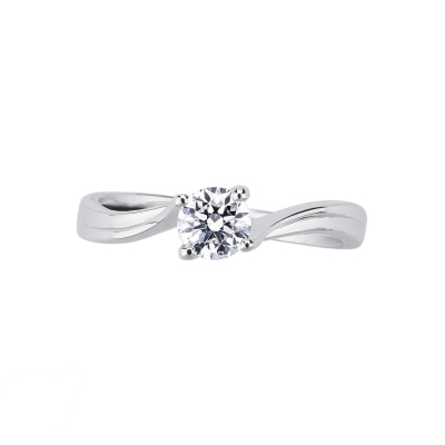 White gold 18k Solitaire ring with a diamond 0,50 ct
