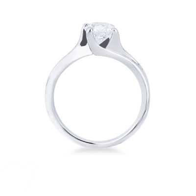 4 claw solitaire diamond ring 0,90 ct in white gold 18k