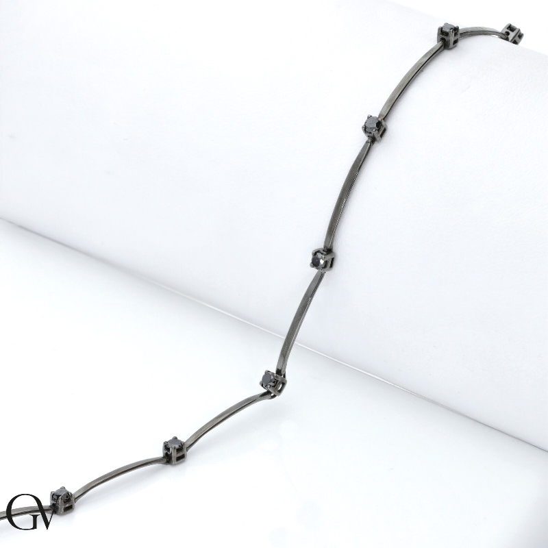 18k burnished gold bracelet with black diamonds