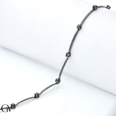 18k burnished gold bracelet with black diamonds