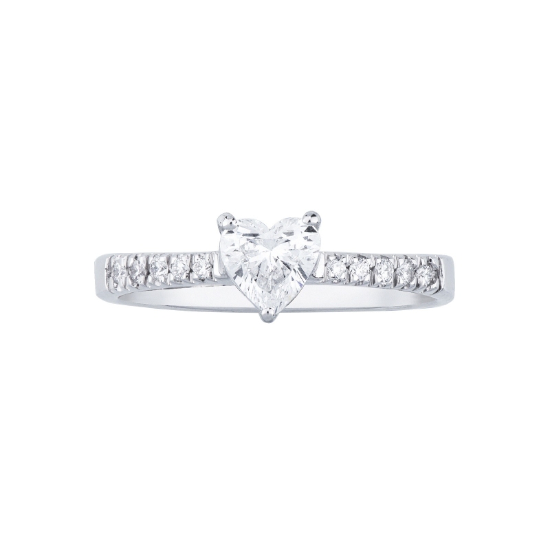 Solitaire ring with diamond heart cut 0.50ct GIA in white gold 18k Solitaire ring with diamond heart cut 0.50ct GIA in white gold 18k