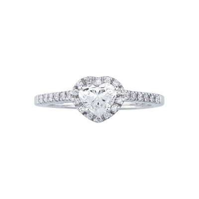 Solitaire ring with diamond heart cut 0.70ct GIA in white gold 18k