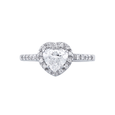 Solitaire Ring with diamond heart cut 1.00ct GIA in white gold 18k