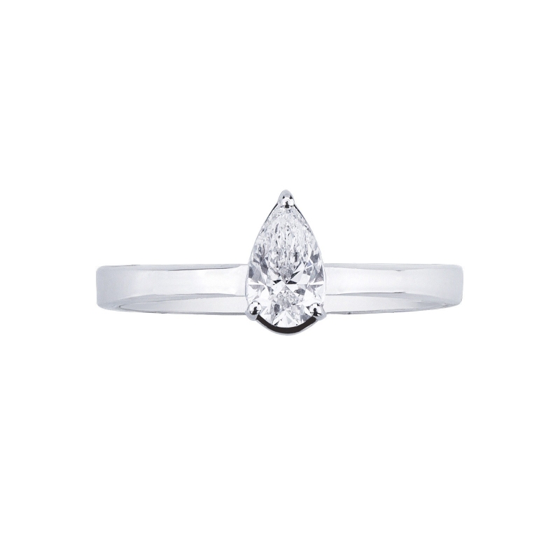 Solitaire ring with diamond pear cut 0.30ct GIA in white gold 18k Solitaire ring with diamond pear cut 0.30ct GIA in white gold 18k