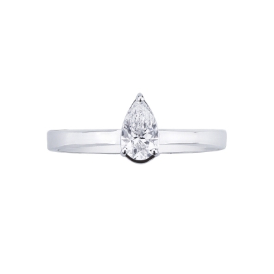 Solitaire ring with diamond pear cut 0.30ct GIA in white gold 18k