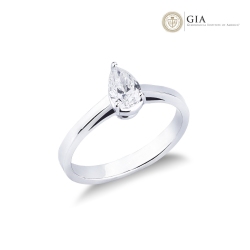 Solitaire ring with diamond pear cut 0.30ct GIA in white gold 18k