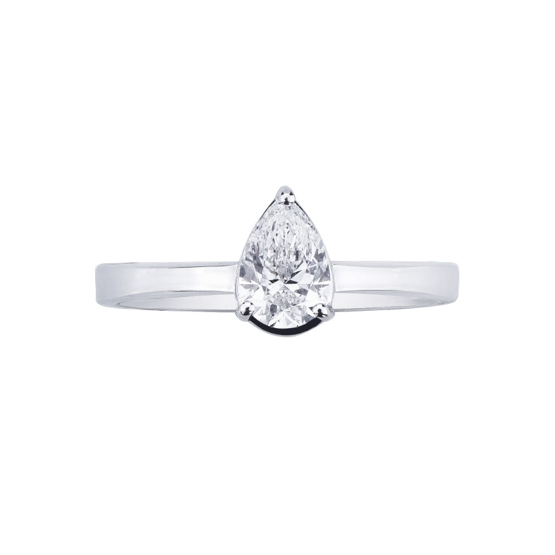 Ring with a diamond pear cut 0.50 ct GIA in 18k white gold Ring with a diamond pear cut 0.50 ct GIA in 18k white gold