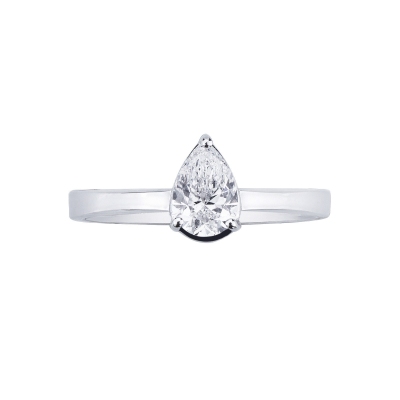 Ring with a diamond pear cut 0.50 ct GIA in 18k white gold