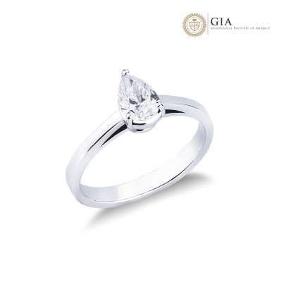 Ring with a diamond pear cut 0.50 ct GIA in 18k white gold