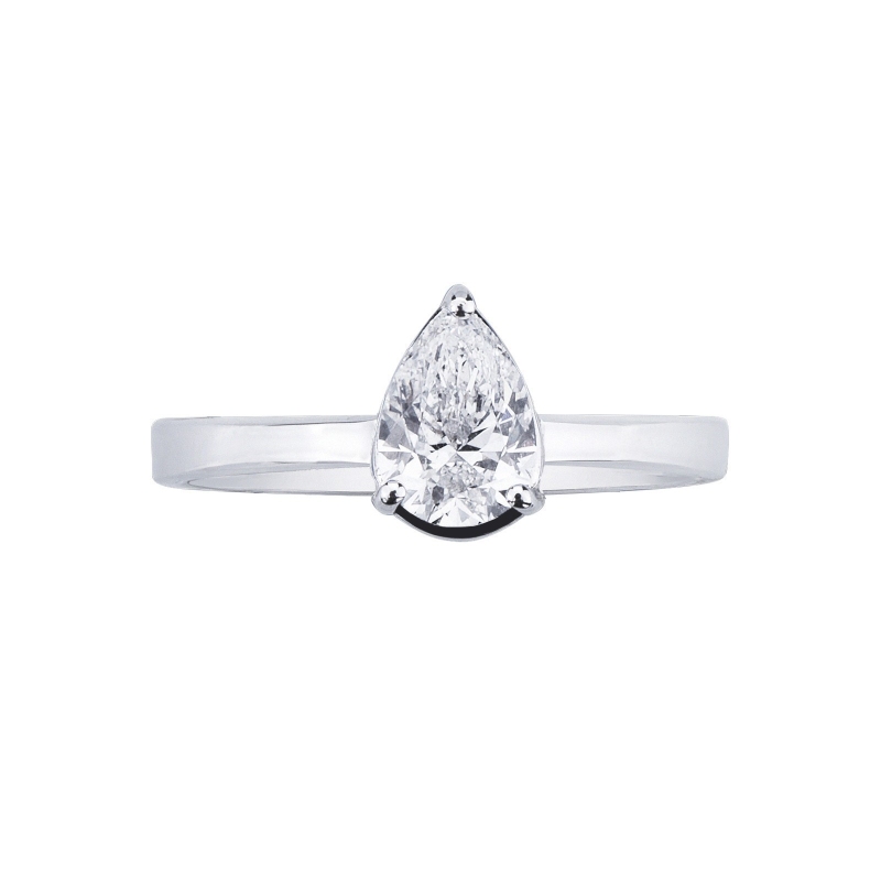 Solitaire ring with diamond pear cut 0.70ct GIA in white gold 18k Solitaire ring with diamond pear cut 0.70ct GIA in white gold 18k
