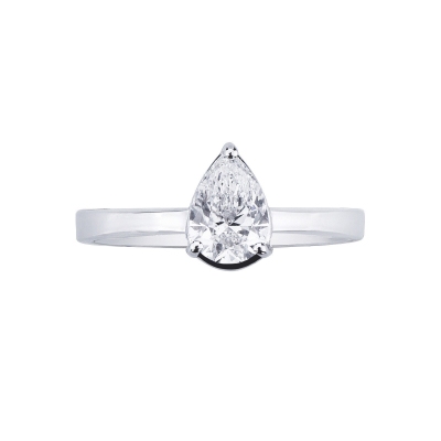 Solitaire ring with diamond pear cut 0.70ct GIA in white gold 18k