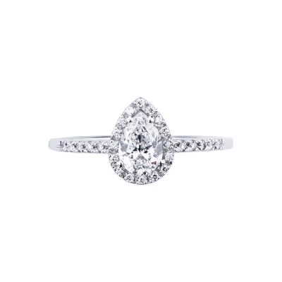 Ring with diamond pear cut 0.70 ct GIA in 18k white gold