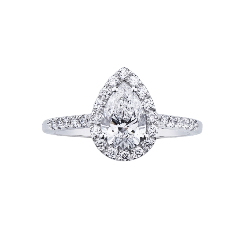 Ring with diamond pear cut 1.00 ct GIA in 18k white gold Ring with diamond pear cut 1.00 ct GIA in 18k white gold