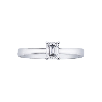 Engagement ring with a diamonds emerald cut 0.50 ct GIA in white gold 18k