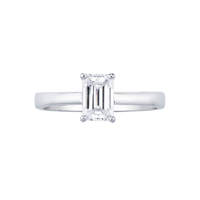 Solitaire ring with diamond emerald cut 1.00ct GIA in white gold 18k Solitaire ring with diamond emerald cut 1.00ct GIA in white gold 18k