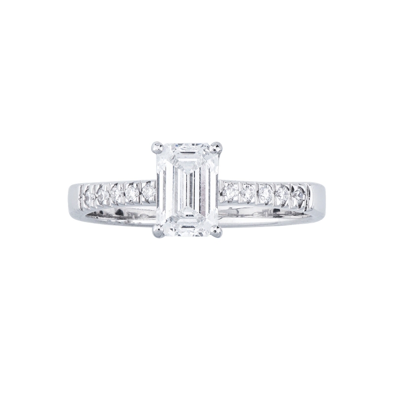 Solitaire ring with emerald cut 1.00ct GIA in white gold 18k Solitaire ring with emerald cut 1.00ct GIA in white gold 18k