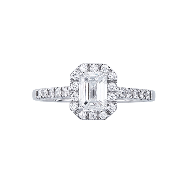 Solitaire ring with diamond 1.00ct GIA emerald cut in white gold 18k Solitaire ring with diamond 1.00ct GIA emerald cut in white gold 18k