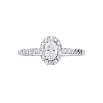 Solitaire ring with diamond oval cut 0.30ct GIA in white gold 18k