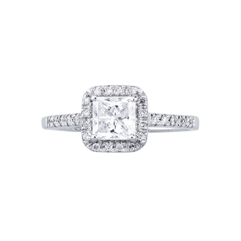 Solitaire ring with diamond princess cut 1.00ct GIA in white gold 18k Solitaire ring with diamond princess cut 1.00ct GIA in white gold 18k