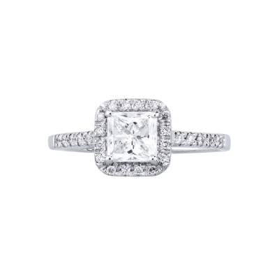 Solitaire ring with diamond princess cut 1.00ct GIA in white gold 18k