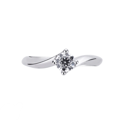 Solitaire ring white gold 750 certified IGI diamond, 0.49 ct