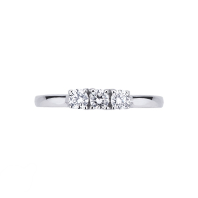 Trilogy ring with diamonds ct 0,25 white gold 18k