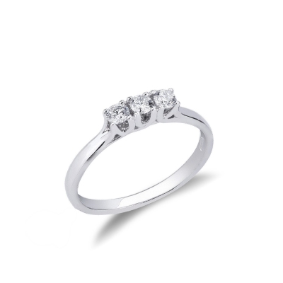 Trilogy ring with diamonds ct 0,25 white gold 18k