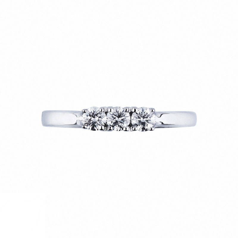 Trilogy Ring 18k White Gold with Diamonds