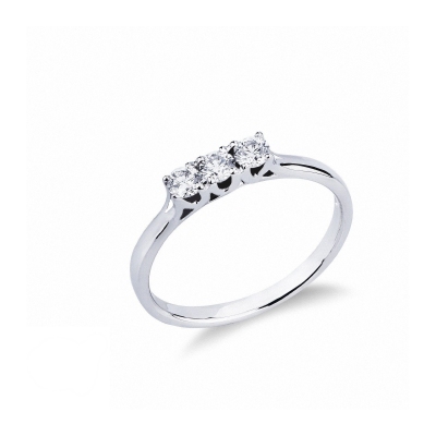 Trilogy Ring 18k White Gold with Diamonds