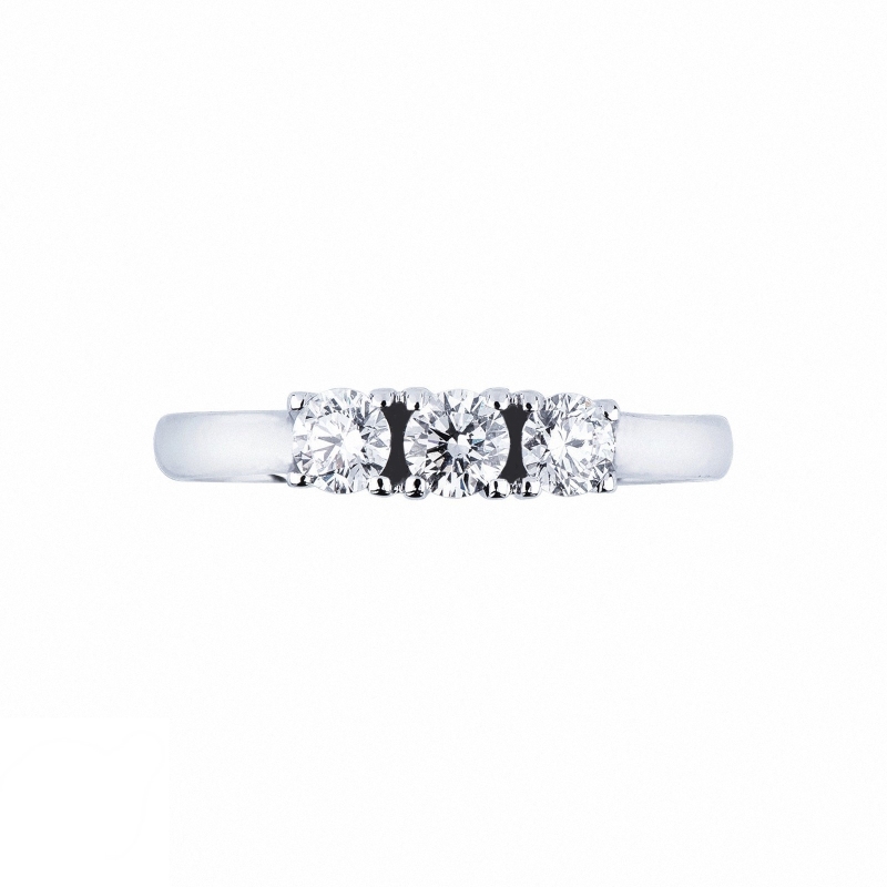 Trilogy Ring in 18k White Gold with Diamonds