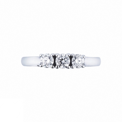 Trilogy Ring in 18k White Gold with Diamonds