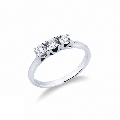 Trilogy Ring in 18k White Gold with Diamonds