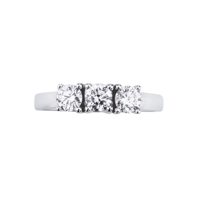 Trilogy Ring 18kt White Gold with Diamonds 0,75 ct