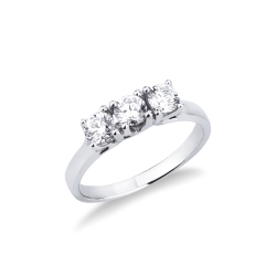Trilogy Ring 18k White Gold with Diamonds 0,75 ct