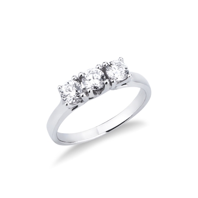 Trilogy Ring 18kt White Gold with Diamonds 0,75 ct