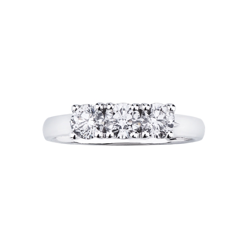 Trilogy Ring 18k White Gold with Diamonds 0,90 ct