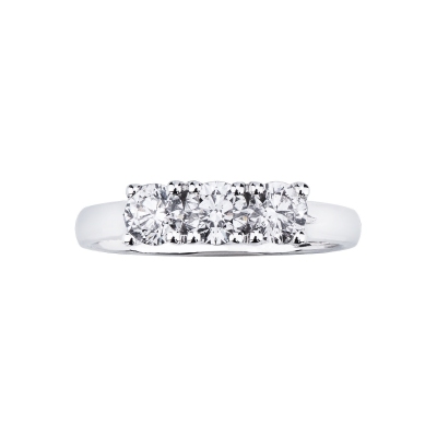 Trilogy Ring 18k White Gold with Diamonds 0,90 ct