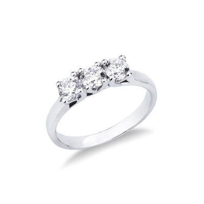 Trilogy Ring 18k White Gold with Diamonds 0,90 ct