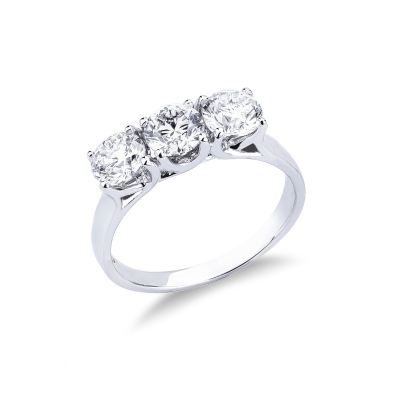 White gold 18k trilogy ring with 1,70 ct diamonds