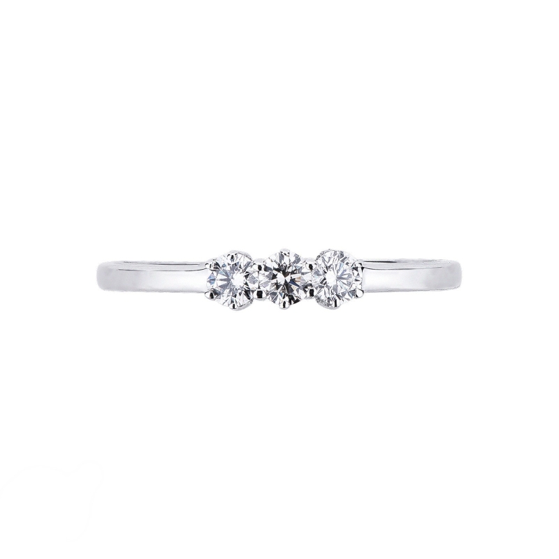 Trilogy ring with diamonds ct 0,15 white gold 18k