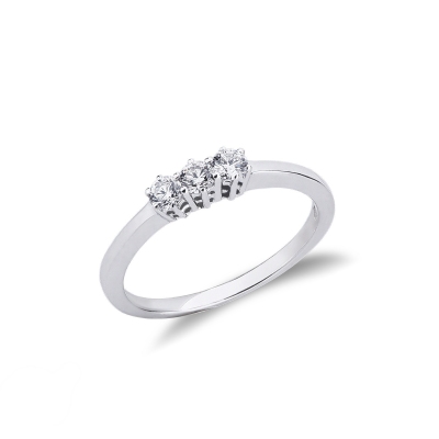 Trilogy ring with diamonds ct 0,15 white gold 18k