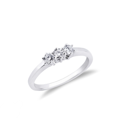 Trilogy ring with diamonds ct 0,20 white gold 18k