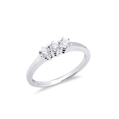 Trilogy Ring 18k White Gold with Diamonds 0,30 ct